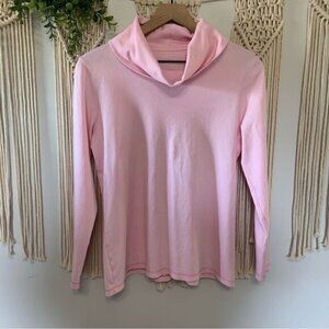 L.L. BEAN Women’s Pima 100% Cotton Cowl Neck Long Sleeve Tee Pink Size Medium
